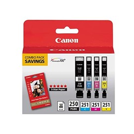 Canon PGI-250/CLI-251 with Photo Paper 50 Sheets Compatible to MG6320, iP7220 & MG5420, MX922, MG7120, MG6420, MG5520, iX6820, iP8720, MG7520, MG6620, MG5620