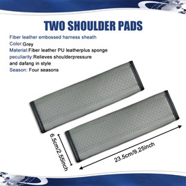 RGOAANC Car Seat Belt Cover, Seat Belt Pads, Soft Shoulder Strap Covers Harness Pads, Leather Seatbelt Covers Protect Shoulder and Neck Car Accessories Interior Universal for Auto Truck SUV (Gray)