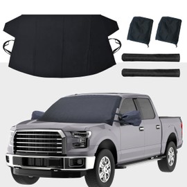 EcoNour Snow Cover - Black (XL) with Side Mirror Cover + Wiper Cover | 600D Oxford Fabric Frost Cover for All Weather | Durable Mirror & Wiper Cover, Sag-Proof Snow Cover for Winter Protection