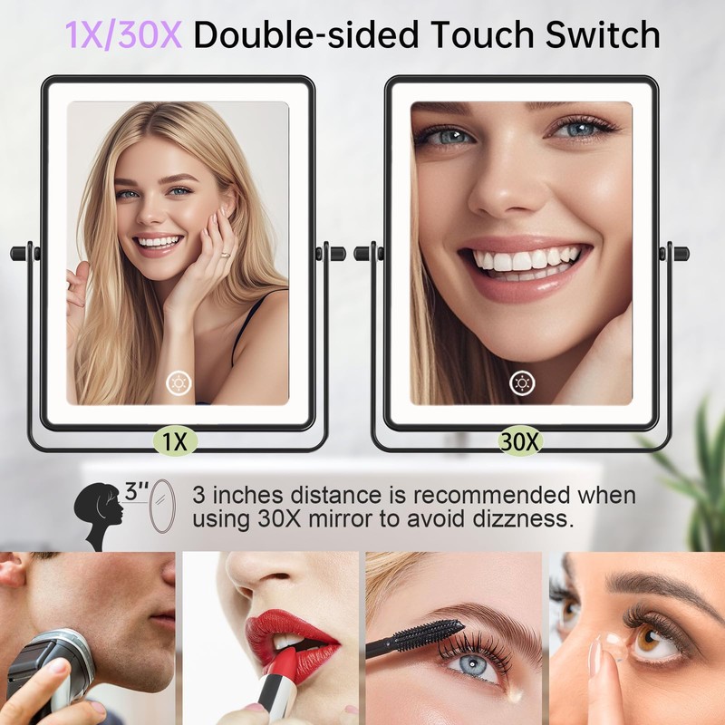 FASCINATE 5000mAh Rechargeable Wall Mounted Makeup Mirror with Lights, 8.7