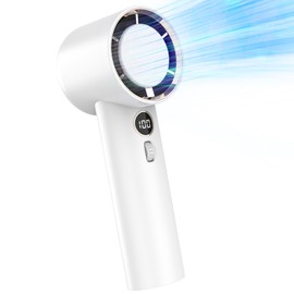 WAFTING Portable Handheld Fan,High Speed Turbo Personal Fan with 100 Speed Adjustable, 5000mAh Battery Rechargeable, Digital Display, for Travel Camping Outdoor, Gifts for Women Men (White)