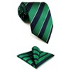 SHLAX&WING Stripe Men's Blue Green Silk Business Necktie, 8cm x