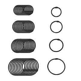 Suneration Loose Leaf Binder Rings, Book Rings, Assorted Sizes (Inner Diameter 1, 1.22, 1.5, 2 inch) Metal Rings, for School, Office, or Home, Black