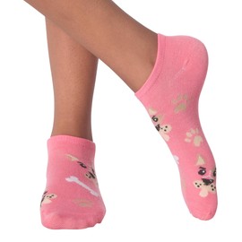 K. Bell Socks womens 6 Pair Pack Fun Animals Novelty Low Cut No Show Casual Sock, Dogs (Pink), 4 10 US