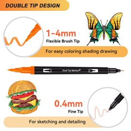 Dual Markers Brush Pens for Adult Kids Coloring Books, 72 Colors Art Marker Set with Fine & Brush Tip Pen for Bullet Journaling, Coloring, Drawing, Hand Lettering, Calligraphy, Art Supplies