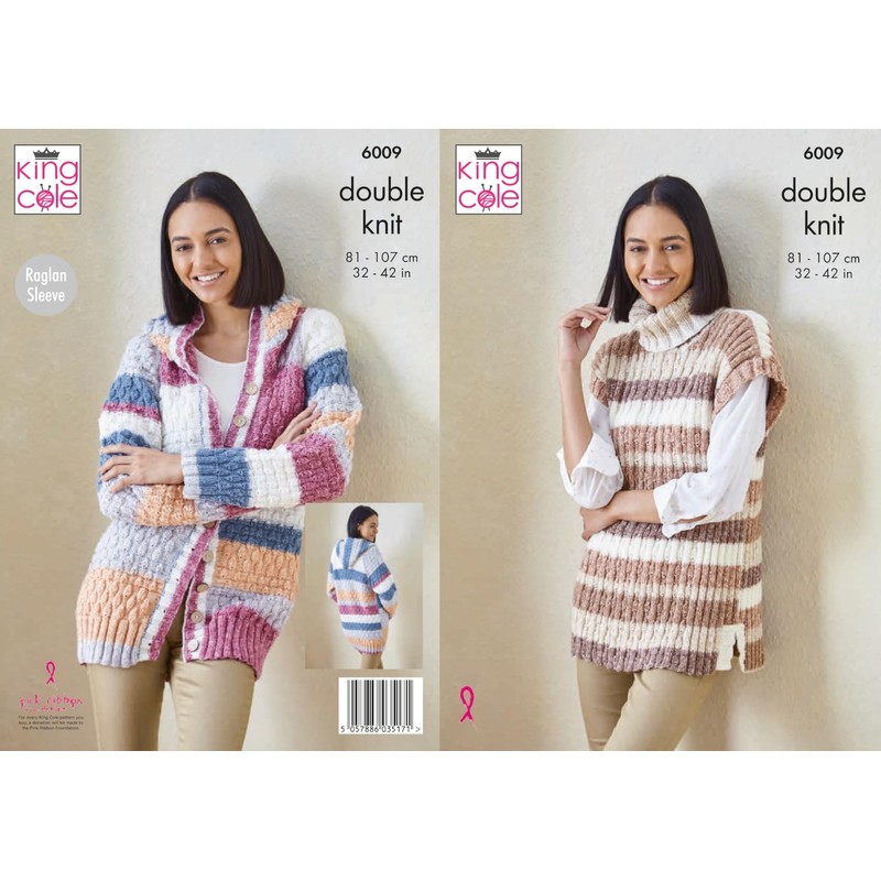 King Cole Ladies Double Knit DK Knitting Pattern Hoodie &