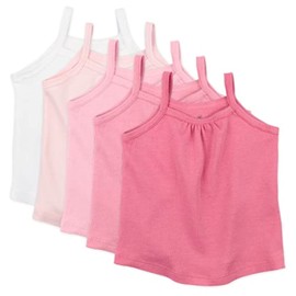 HonestBaby Cami Tops Sleeveless T-shirts 100% Organic Cotton for Infant and Toddler Baby Girls, 5-Pack Pink Ombre, 0-3 Months