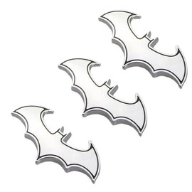 Auto Aufkleber Metall Stereo 3D Aufkleber Auto Emblem, 3 Stück 3D Stainless Steel Bat Car Emblem Decal Badge, 3D Chrom Metall Fledermaus Aufkleber Abzeichen für Auto Karosserie Dekoration, Silber