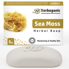 HERBOGANIC Sea Moss Herbal Soap | Natural Bar Soap for Moisturizing and Healthy Skin | Infused with Sea Moss | Gentle for Men and Women | 5 Oz (Pack of 1