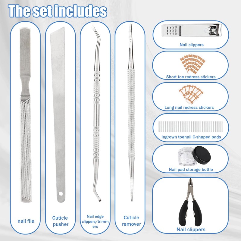 17pcs Ingrown Toenail Corrector Set, Professional Ingrown Toenail Pedicure Tools