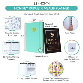 Financial Planner - Monthly Budget Planner & Monthly Bill Organizer | A 12-Month Journey to Financial Freedom | Bill Payment Tracker Organizer, Debt, Expense Tracker & Money Saving with Pockets