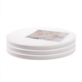Cakebon Cake Boards Plastic - 8 Inch White Drums 3-Pack - Professional Cake Rounds