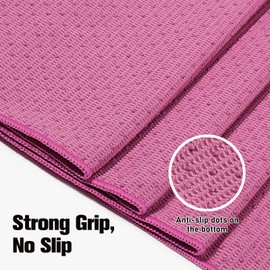 MoKo Hot Yoga Towel, Non-Slip Yoga Mat Towel with Grip Dots, 74.4"×27.3" Yoga Mat Cover for Pilates, Fitness, Meditation, Swimming Pool, Beach, Travel Yoga Mat with Corner Pockets, Magenta