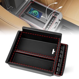 RED WOLF Center Console Organizer Tray for 2010-2024 Toyota 4 Runner Armrest Box Secondary Storage with Notched Edge Preserved Hole for Charging Cable Exactly Match Car Armrest