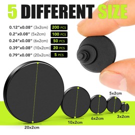 Small Magnets, 5 Different Size, Black Refrigerator Magnets 375Pcs Rare Earth Magnets Neodymium Magnets for Crafts, Whiteboard, Kitchen Cabinet