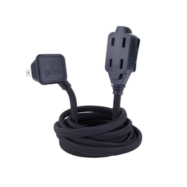 Globe Electric 22810 9ft Fabric Extension Cord, 3 Polarized Outlets, Right Angle Plug, 125 Volts, Black, Home and Office Decor, Modern Electronic Accessories, Indoor Flexible Power Cable