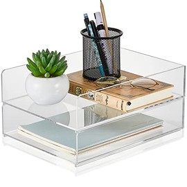 Acrylic Desk Organizers and Accessories Tier Paper File Organizer Tray Stackable Document Clear Desk Accessories for Office Workspace Organization (305 x 235 x 70 mm/ 12.01 x 9.25 x 2.76 Inch)