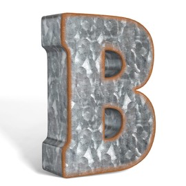 CraftyCrocodile 7" Galvanized Metal Letters for Wall Decor - 3D Letter B for Hanging & Freestanding - Unique Blend of Rustic, Vintage, Western, Industrial Styles