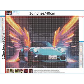 NIHO-JIUMA Diamond Painting Kits Blue Sports car, 5D Full Drill Diamond Art Gifts for Adult, Home Decor (30x40cm/12x16inches)