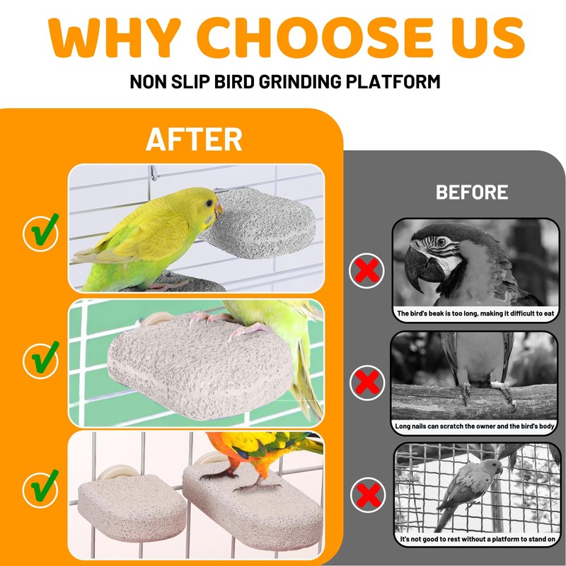 4 Pack Bird Beak Grinding Calcium Stone, Parrot Cage Perch
