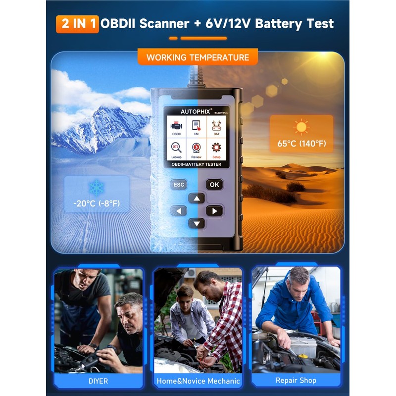 AUTOPHIX BAS300 Plus OBD2 Scanner & Battery Tester(Upgrade of BAS100),
