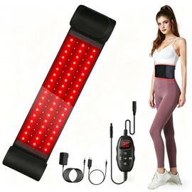 Red Light Belt with 105 LEDs, Timer Function, 5 Brightness Levels, 660 nm and 850 nm, Suitable for Waist/Back/Shoulders and Other Body Parts.