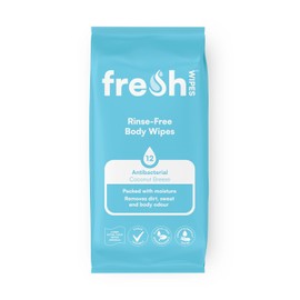 FreshWipes Antibacterial Body Wet Wipes For Adults 1 Pack (12 Wipes) - Coconut Breeze - Extra Large Biodegradable - Dermatologically Tested & Suitable for the Elderly or Disabled - Great for Camping