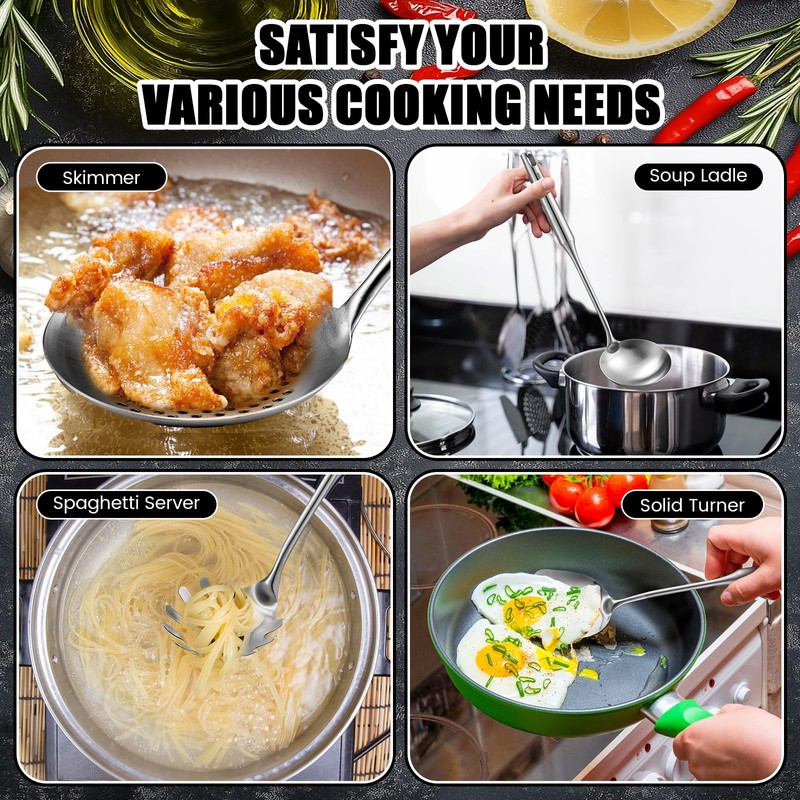 Teenyyou 9 Pcs 304 Stainless Steel Utensils Set with Wood