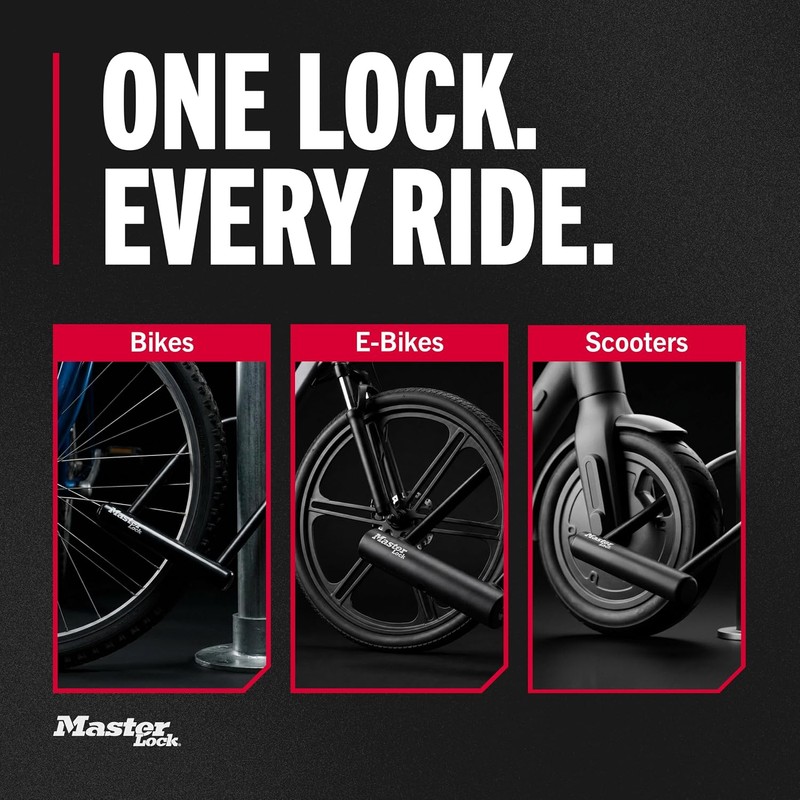Master Lock U-Lock Keyed Bike Lock, 7-1/4-inch Anti-Theft Device, 8320D