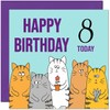 8th Happy Birthday Card - Cute Cats Birthday Card for