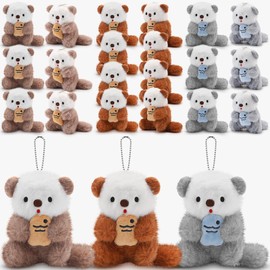 Sumind 20 Pcs Cute Plush Animals Bulk Toys Soft Mini Goose Sea Otter Bear Stuffed Animals Ornament Stuffed Doll DIY Keychain Pendant Gifts for Birthday Party Operation Christmas(River Otter Style)