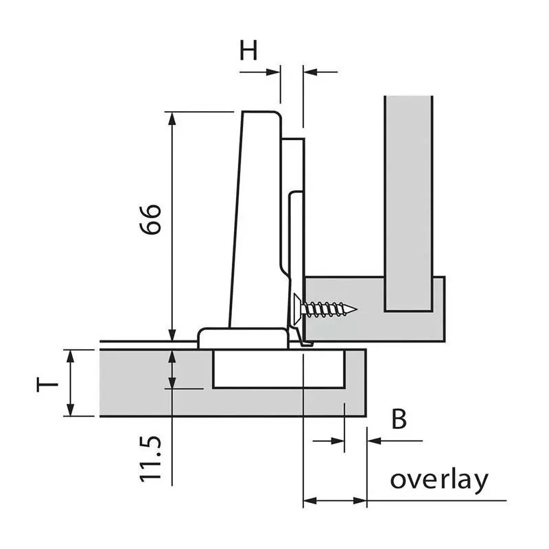 Blum 107 Degree Press-In Cabinet Door Hinge w/Self-Closing Function 75T1580