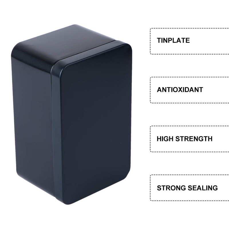 Zerodeko Rectangular tinplate box, mini portable tea storage container, metal