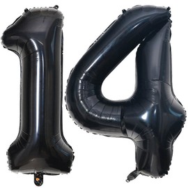40 Inch Black 14 Number Balloons Giant 14 Balloons Black Birthday Balloons 14th Birthday Anniversary Events Party Decorations Supplies