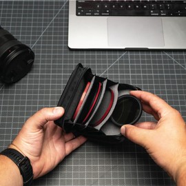 WANDRD Lens Filter Case - Store 4 Filters in Your Camera Backpack or Camera Case, Protect Photography Accessories from Scratches, Dust & Impact (Black)