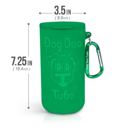 Doo Tube Reusable Dog Waste Carrier - Holds Used Dog Poop Bags - Tight Fitting Lid Keeps in Odors - Attachable to Leash, Harness or Waist (XLarge, Green)