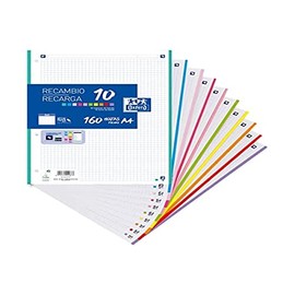 Oxford - A4 Perforated Squared Sheets, Refill File, 160 Sheets, 5x5 Grid, 10 Band Colours