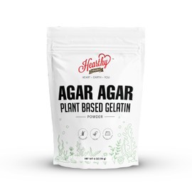 Hearthy Foods Agar Agar Powder (4oz) Vegan Gelatin Substitute, Certified Halal, Kosher, Gluten-free, Non-GMO, 100%, Sugar-free, Kosher, Halal, Desserts, 100% Natural Red Algae
