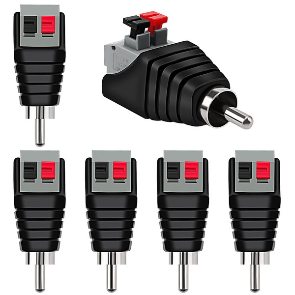 KUOQIY 6 PCS RCA Male to 2 Screw Terminal Strip