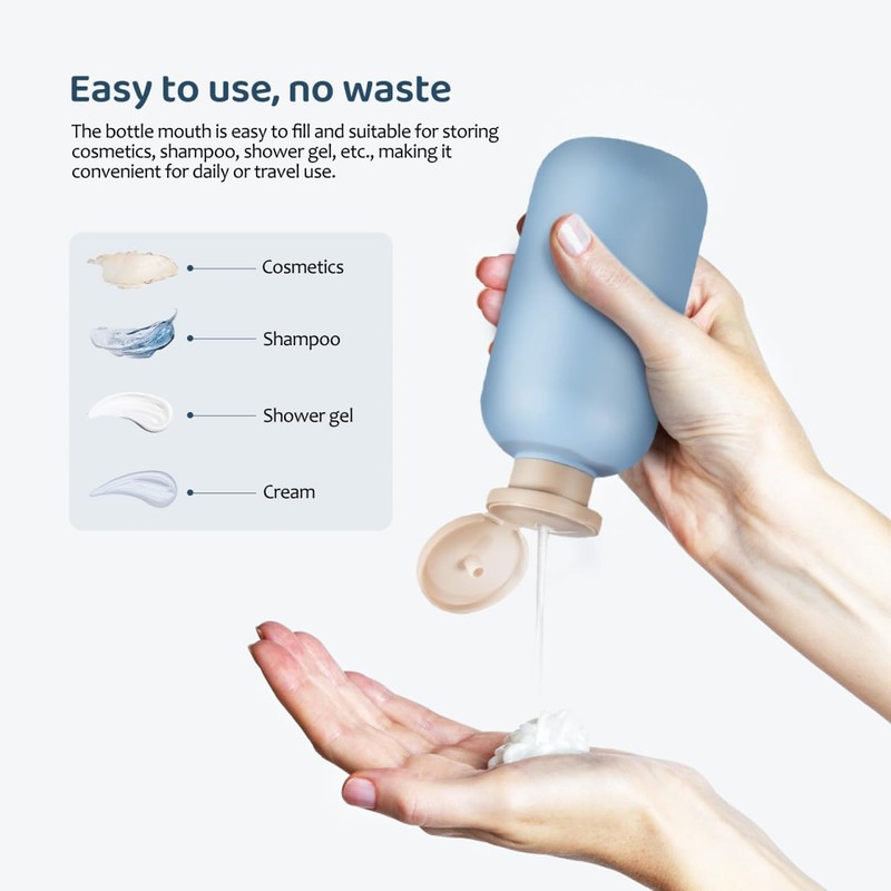Baluue 2pcs Travel Shampoo Bottles Refillable Toiletry Containers with Wide