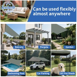 KescherAb Waterproof Sun Shade Sail 10' x 13' Rectangle UV Block Shade Fabric Sun Shade Cloth Privacy Screen with Grommets for Backyard Yard Deck Patio Garden Outdoor Activities, Dark Grey