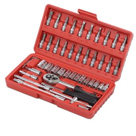 CROSSDESIGN 1/4" Ratchet Wrench Combination Socket Tool Set Kit Auto Car Repair Tool