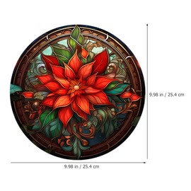 MAGICLULU 2 Pcs Flower Stained Glass Window Clings Round Poinsettia Christmas Window Sticker Sun Catcher Window Clings Static Window Decals for Xmas Party Decor