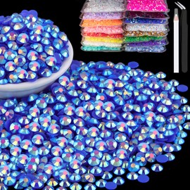 BELLEBOOST 5000pcs 5mm Resin Rhinestones Bulk, Dark Blue AB Flatback Round Jelly Rhinestones Bedazzling Non Hotfix Crystal Gems Large Quantity Wholesale for DIY Crafts Clothes Tumblers Face Makeup Manicure