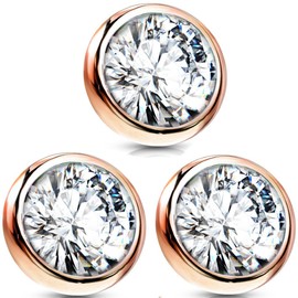 Dermal Top Multi Pack 14G 16G Implant Grade Titanium Surface Dermal Piercings (14G 3 Pieces CZ 5mm Rose Gold)
