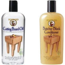 HOWARD Butcher Block Conditioner and Cutting Board Oil, Food Grade Conditioner and Oil, Great for Wooden Bowls and Utensils, Re hydrate your Cutting Blocks, 12 Fl Oz (Pack of 1)