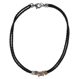 Trafalgar Men's Nasher Vegan Leather Beaded Necklace, Black