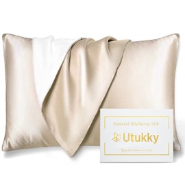 Utukky Silk Pillowcase, Featured on TV, 6.9 x 24.8 inches (43 x 63 cm), Envelope Type, One-Sided Silk, Tencel Washable, Pillow Cover, Antibacterial, Odor Resistant, Reduces Morning Hair Mess