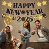 Happy New Year Banner2025, No-Diy New Years Decorations Banner, Glitter
