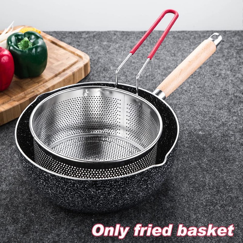 EKDJKK Stainless Steel Deep Frying Basket with Long Handle, Fried